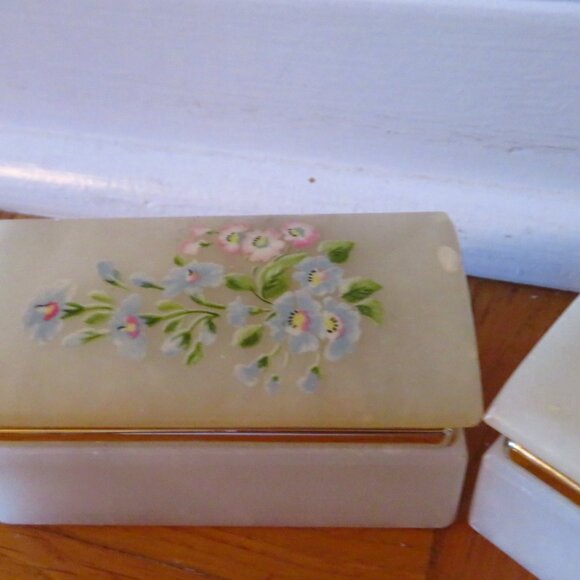 Vintage 1970,Alabaster Jewelry Box,Italian Alabaster,Trinket Box,Dresser Box,Mar - Picture 3 of 9